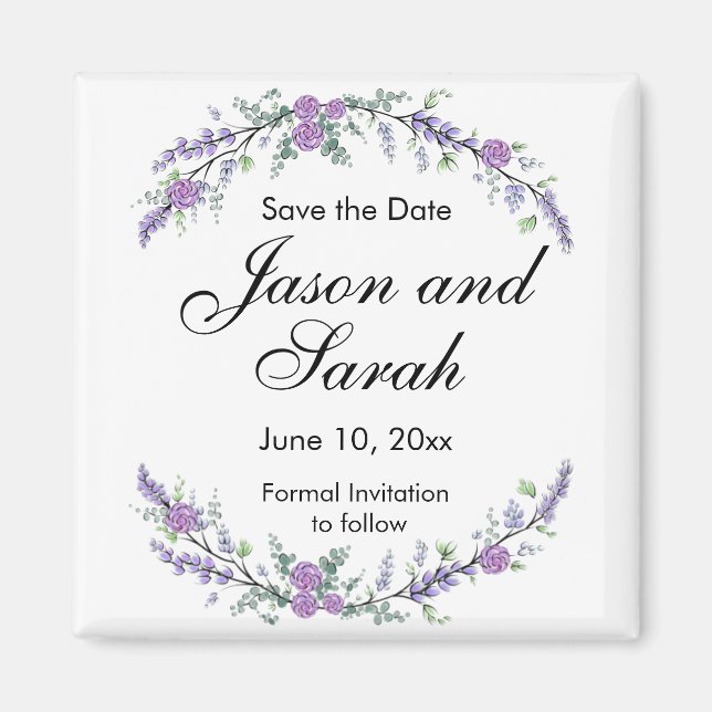 Lavender eucalyptus purple  roses  magnet (Front)