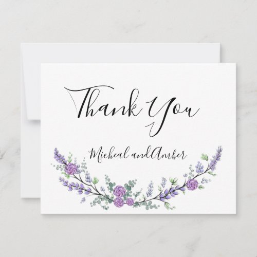 Lavender  Eucalyptus purple roses Thank You Card