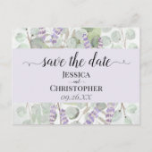 Lavender & Eucalyptus Purple Wedding Save the Date Announcement Postcard (Front)