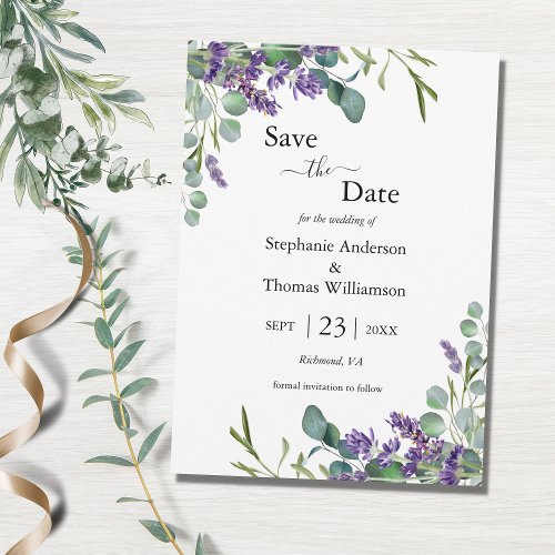 Lavender Eucalyptus QR code Greenery Wedding Save The Date