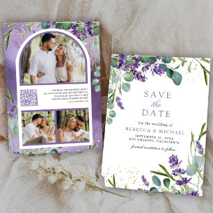 Lavender Eucalyptus QR Code Photo Wedding Save The Date