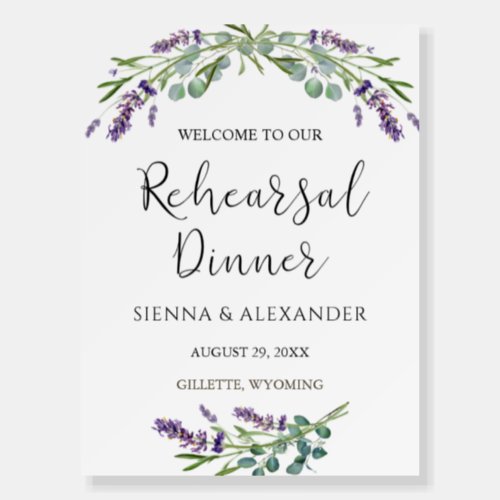 Lavender Eucalyptus Rehearsal Dinner Welcome Foam Board