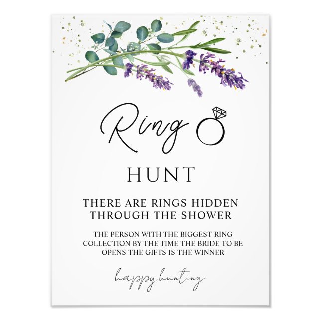 Lavender Eucalyptus Ring Hunt Bridal Shower Game Photo Print (Front)