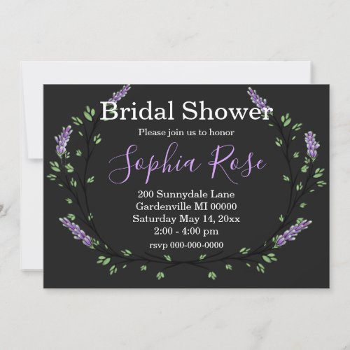 Lavender Eucalyptus romantic boho Bridal shower Invitation