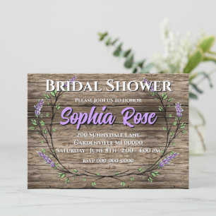 Lavender Eucalyptus romantic rustic Bridal shower  Invitation