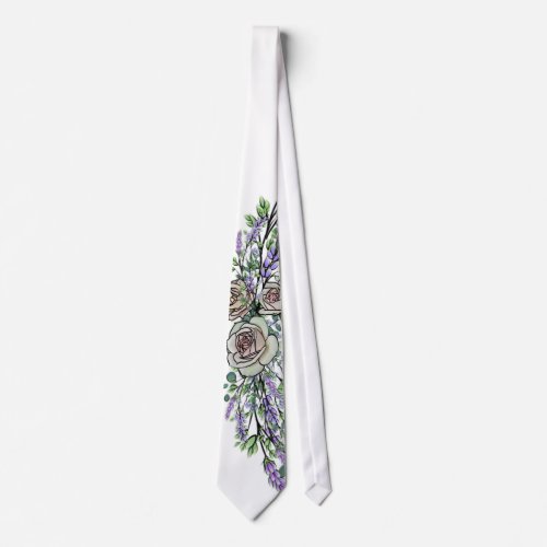 Lavender Eucalyptus roses Neck Tie