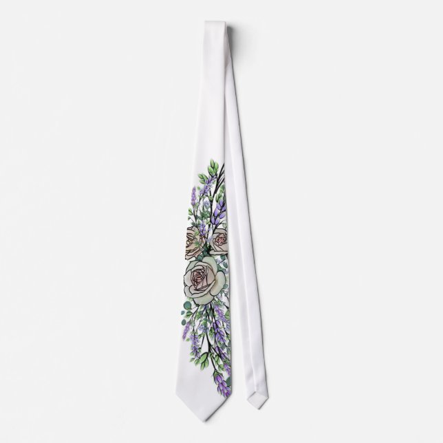 Lavender Eucalyptus roses Neck Tie (Front)
