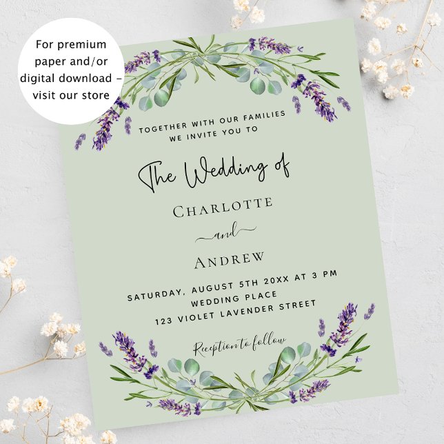 Lavender eucalyptus sage budget wedding invitation flyer (Creator Uploaded)