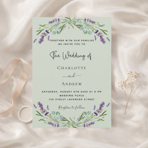 Lavender eucalyptus sage green wedding  invitation