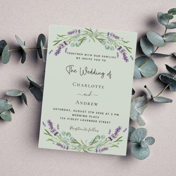 Lavender Eucalyptus Sage Green Wedding  Invitation by Thunes at Zazzle