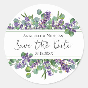 Lavender Eucalyptus Save the date Sticker