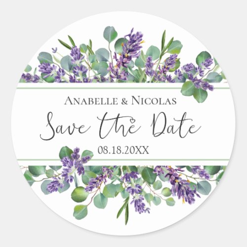 Lavender Eucalyptus Save the date Sticker