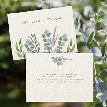 Lavender Eucalyptus Stems Thank You Message Card by BlueHyd at Zazzle
