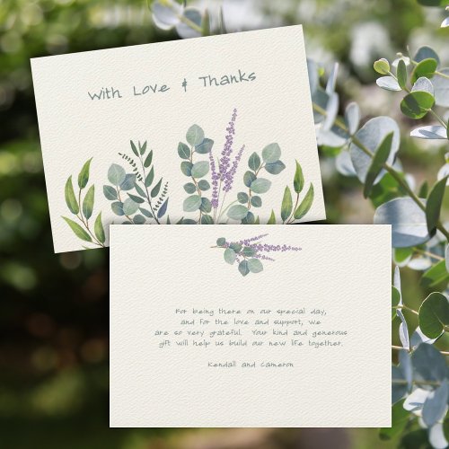 Lavender Eucalyptus Stems Thank You Message Card