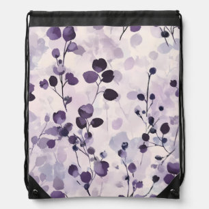 Lavender Eucalyptus Watercolor Floral  Drawstring Bag