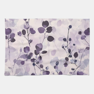 Lavender Eucalyptus Watercolor Floral Kitchen Towel