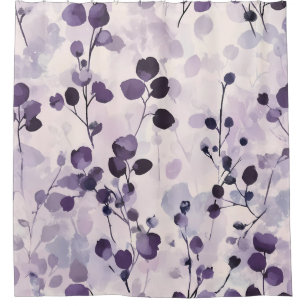 Lavender Eucalyptus Watercolor Floral  Shower Curtain