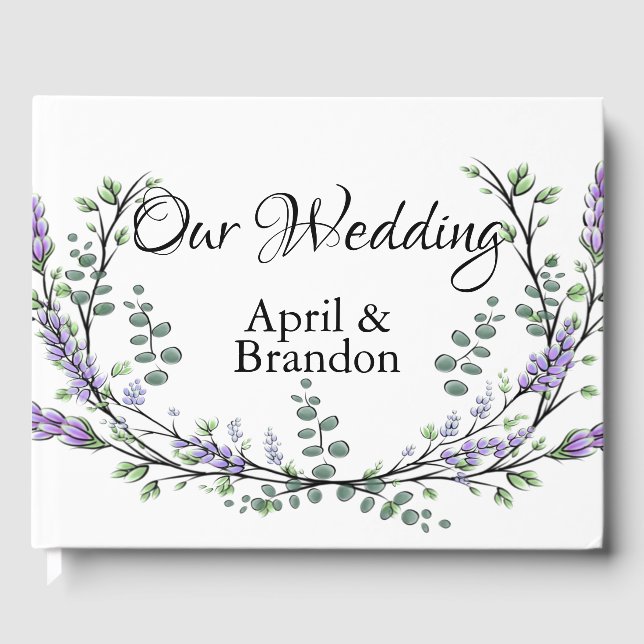 Lavender Eucalyptus watercolor Guest Book (Front)
