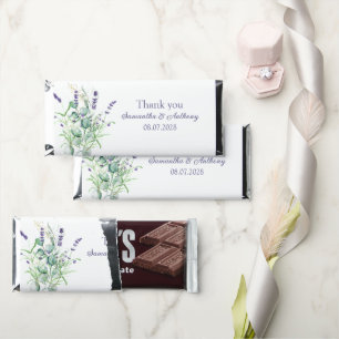 Lavender Eucalyptus Watercolor Herbs Wedding Hershey Bar Favors