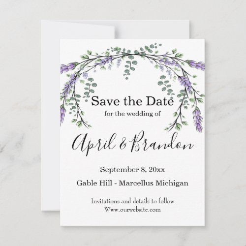 Lavender Eucalyptus watercolor painting  Save The Date