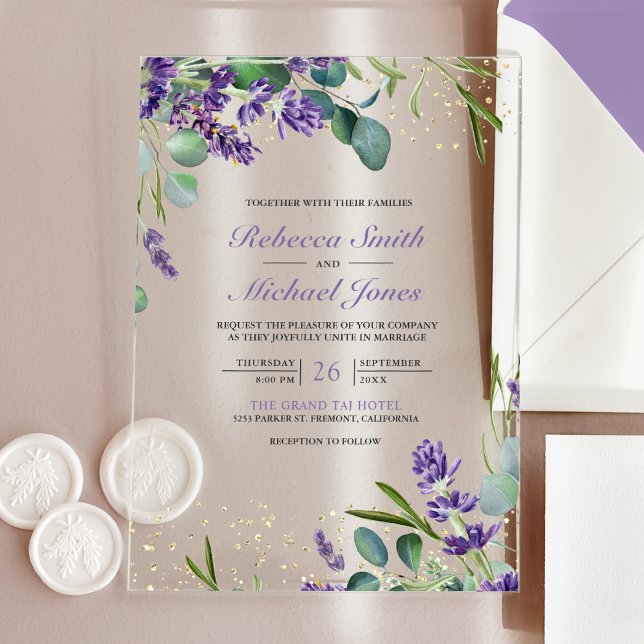 Lavender Eucalyptus Wedding Acrylic Invitations (Creator Uploaded)