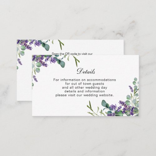 Lavender Eucalyptus Wedding Details Enclosure Card