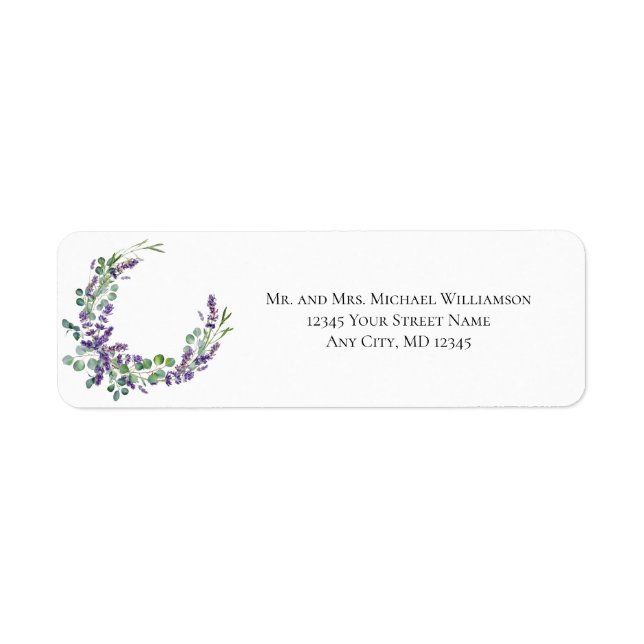 Lavender Eucalyptus Wedding Return Address  Label (Front)