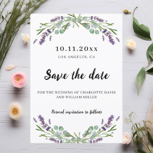 Lavender eucalyptus wedding save the date