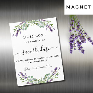 Lavender eucalyptus wedding save the date magnet