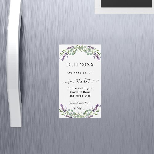 Lavender eucalyptus wedding Save the Date magnet