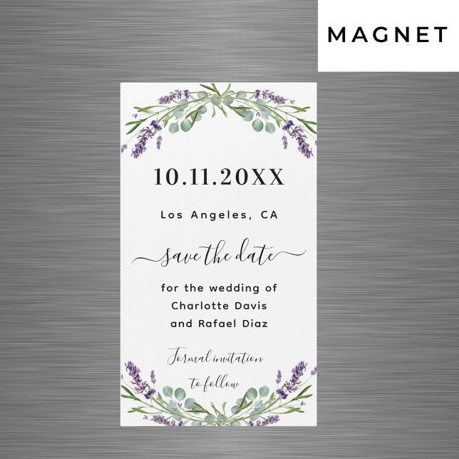 Lavender eucalyptus wedding Save the Date magnet (Creator Uploaded)