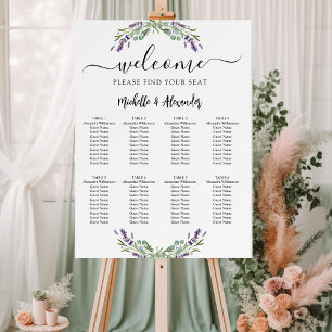 Lavender eucalyptus wedding seating chart foam board