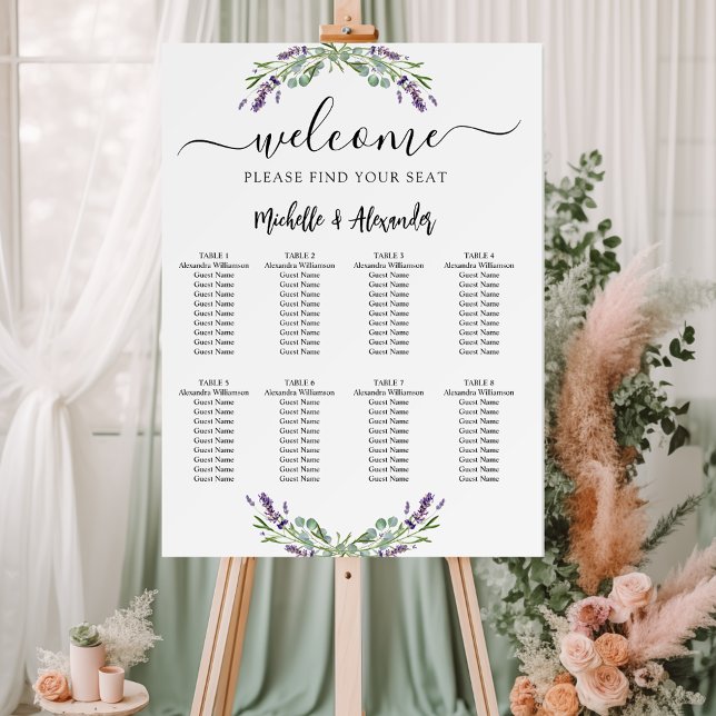 Lavender eucalyptus wedding seating chart foam board (Creator Uploaded)