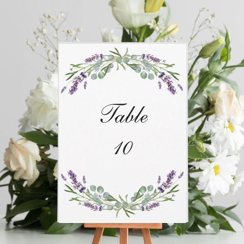 Lavender Eucalyptus Wedding Table Number Cards