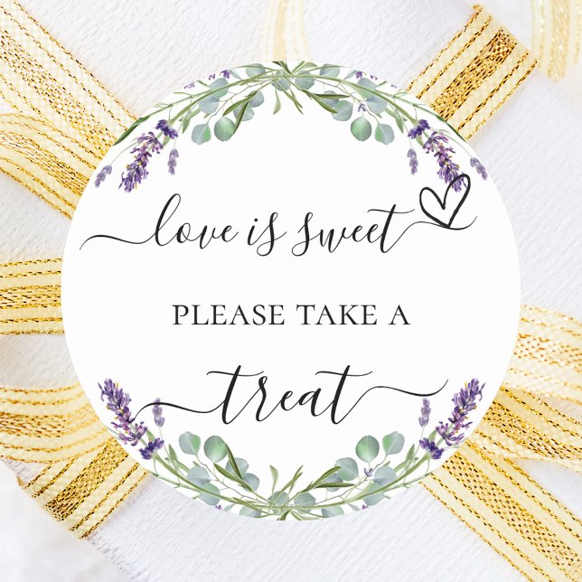 Lavender eucalyptus wedding treat favor classic round sticker (Creator Uploaded)