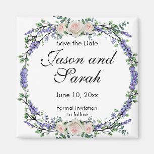 Lavender eucalyptus white pink roses magnet