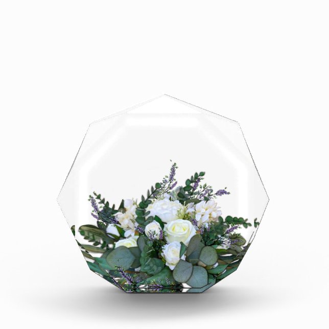 Lavender Eucalyptus white roses greenery      Acrylic Award (Front)