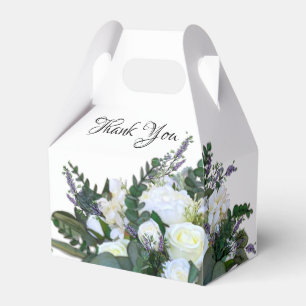 Lavender Eucalyptus white roses greenery Favor Boxes