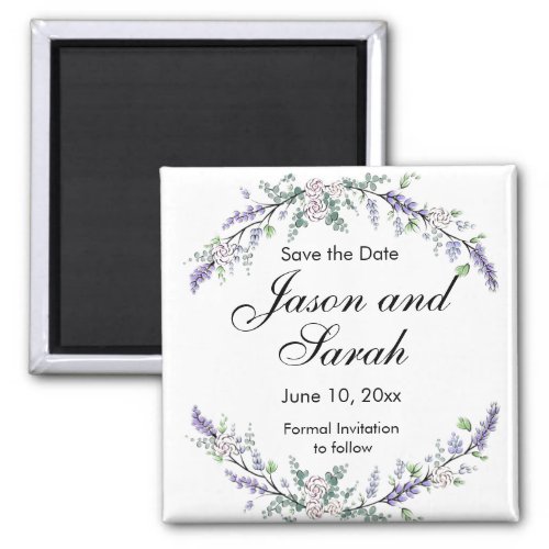 Lavender eucalyptus white roses  magnet