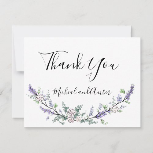 Lavender  Eucalyptus white roses Thank You Card