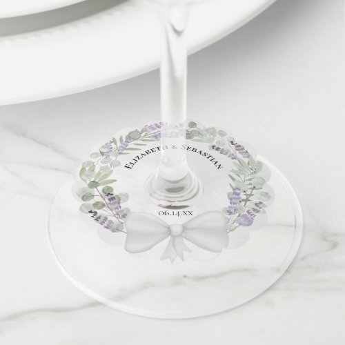 Lavender  Eucalyptus Wreath Rustic Boho Wedding Wine Glass Tag