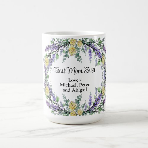 Lavender eucalyptus yellow rose best mom ever coffee mug