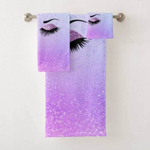 Lavender Eyes On Colorful Background Bath Towel Set