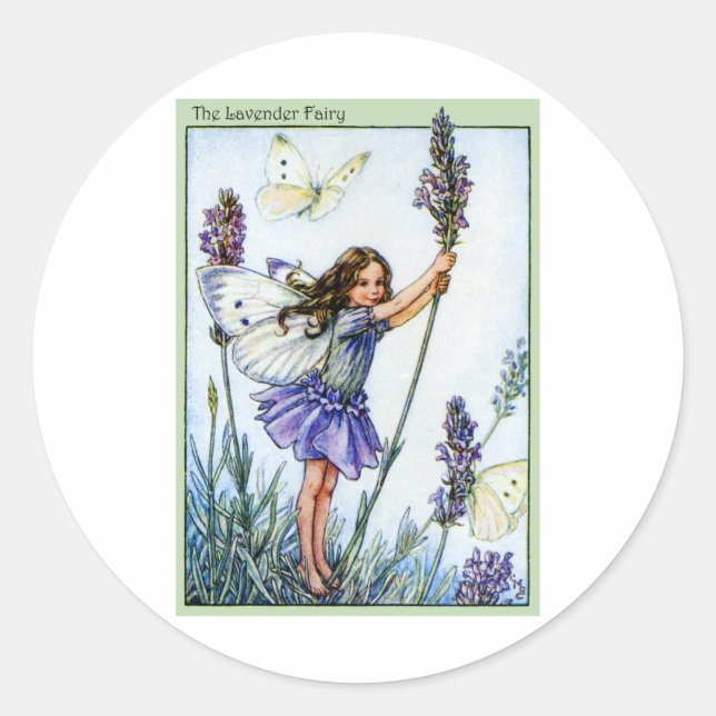 Lavender Fairy Classic Round Sticker (Front)