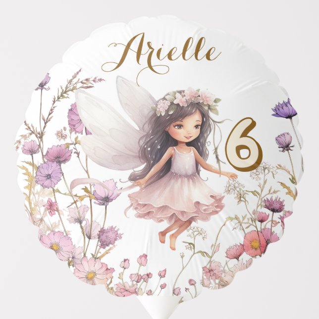 Lavender fairy wildflower pixie birthday Balloon (Front)
