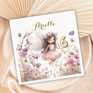 Lavender Fairy wildflower pixie birthday Napkins