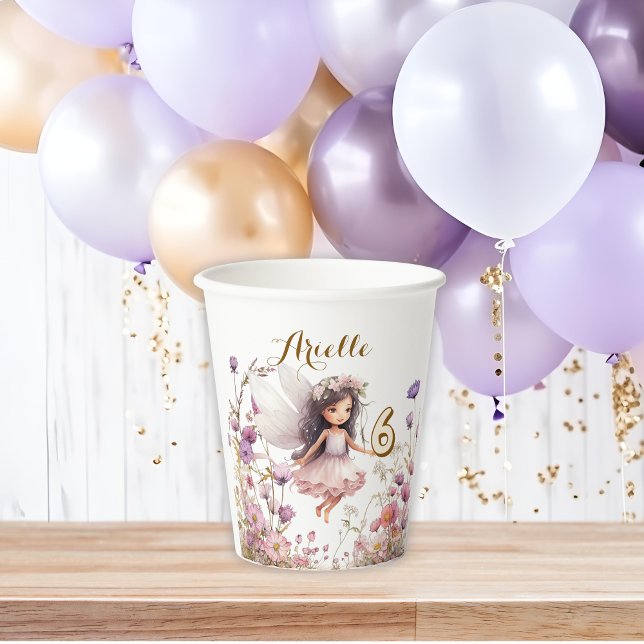 Lavender Fairy wildflower pixie birthday Paper Cups (Creator Uploaded)