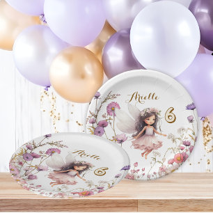 Lavender Fairy wildflower pixie birthday Paper Plates