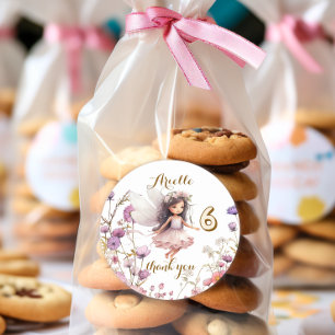 Lavender Fairy wildflower thank you  Classic Round Sticker