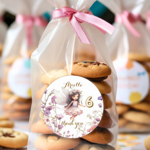 Lavender Fairy wildflower thank you Classic Round Sticker